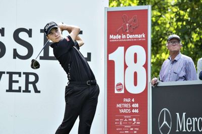 Rasmus Højgaard har lavet i alt 16 birdies og to bogies på de tre runder i British Masters. (arkiv)