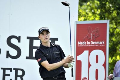 Rasmus Højgaard indtager tredjepladsen før sidste runde af British Masters i Newcastle. (Arkivfoto).