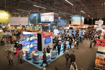 MCH-koncernens messe- og konferencecentre blev lukket 11. marts sammen med store dele af samfundet. Her ses messen Ferie for Alle, Skandinaviens største feriemesse, som blev afholdt i februar 2020 i MCH Messecenter Herning.