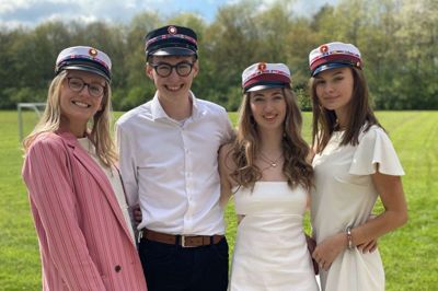 Fra venstre ses Amalie Bahn Vilstrup, Albert Nielsen Mosegaard, Anne-Sofie Hvidkjær Jensen og Ana Carolina Figueira Potsch Magahaes Nissen. Foto: Privatfoto