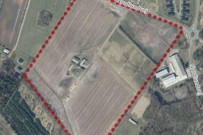 Den nye lokalplan handler som den tidligere plan om et areal i det nordvestlige Brande, hvor der kan opføres cirka 110 boliger. Illustration: Ikast-Brande Kommune