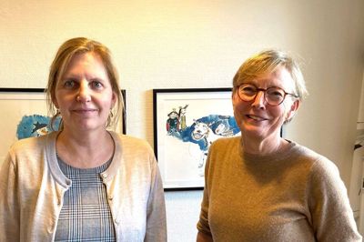 Ledende sundhedsplejkerske Lene Lautrup Hansen (til venstre) sammen med gruppeleder i Godt i Gang, Vibeke Dein. Foto: Ikast-Brande Kommune