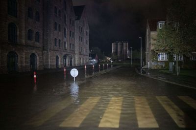 I Aabenraa blev vandstanden målt til 216 centimeter over daglige vande i weekenden. Det var det højeste niveau, der blev målt Danmark. (Arkivfoto).