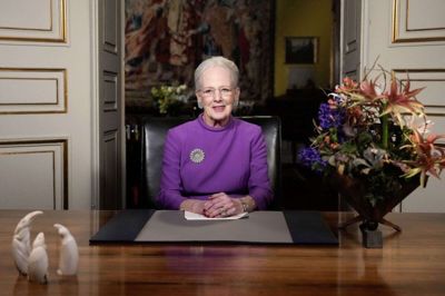 Dronning Margrethe II, da hun holdt sin sidste nytårstale som monark den 31. januar 2023.
