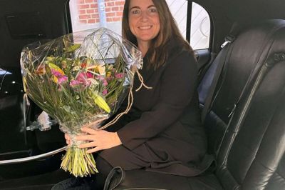 Salling Group går all-in på jubilæumsfejringen, uanset hvor man er i hierarkiet. Eksempelvis blev Anni Gavnholt på dagen hentet i limousine. Foto: Privatfoto