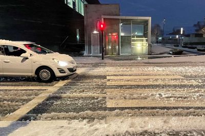 Det er glat fredag morgen - også i Herning. Foto: Martin Hove Thomsen