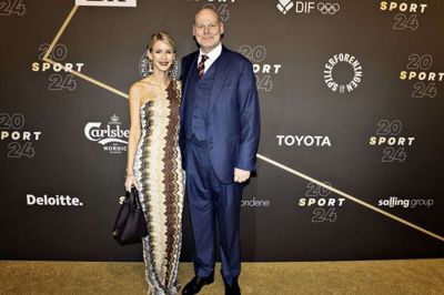 Andreas Bo havde sin nybagte hustru med sig under armen ved gallashowet "Sport 2024" i begyndelsen af januar i år. - Hun er verdens smukkeste menneske. Både indvendigt og udvendigt, siger komikeren om Katrine Wadil. (Arkivfoto).