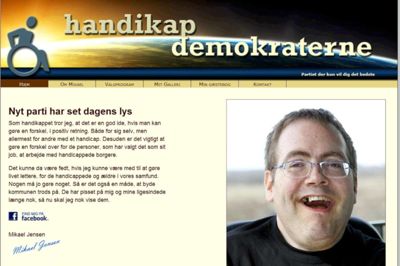 Handikapdemokraternes hjemmeside byder velkommen til et parti "der kun vil dig det bedste"