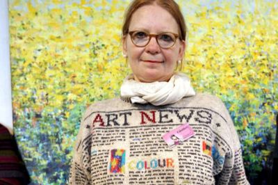 Privat. Elsebet Sommer var vinterklædt i en typografisk trøje.