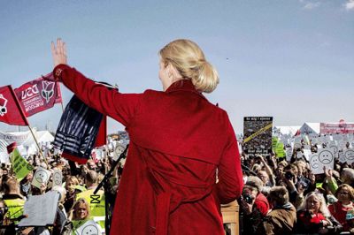 Sure ansigter og buhråb mødte statsminister Helle Thorning-Schmidt (S), da hun talte ved 1. maj. Polfoto