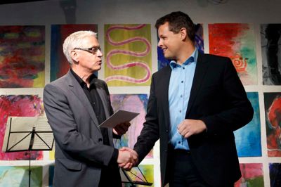 Der er ingen uenighed mellem de to: H.C. Østerby (S), borgmester i Holstebro, og Lars Krarup (V), borgmester i Herning. Foto: Flemming Hansen