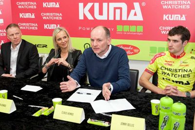 Christina Jewelry & Watches er klar med et nyt cykelhold, der bliver præsenteret i morgen. Her ses holdejer Claus Hembo og hustruen Christina Hembo under et tidligere pressemøde. ?Foto: Jørn Deleuran