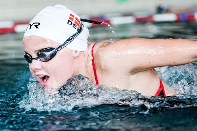 15-årige Trine Kjøngerskov vandt i weekenden DM-guld og slog juniorrekorden i butterfly Foto: Jørn Deleuran
