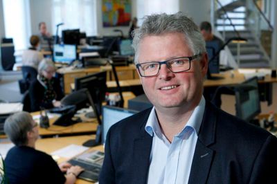 Jørgen Ladekjær glæder sig over fremgangen i Vestjylland Forsikring. ?Foto: Flemming Hansen