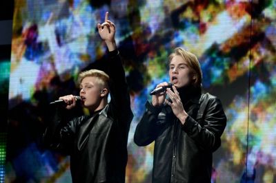 Citybois, fredag aften i semifinalen i DRs underholdningsprogram X Factor live, sendt fra Dr Byen i Københvan. (Mogens Flindt/POLFOTO)