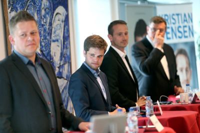 Dennis Flydtkjær (DF), Andreas Steenberg (R), Kristian Jensen (V) og Mogens Jensen (S) ser alle ud til at have en god chance for genvalg. ?Foto: Flemming Hansen