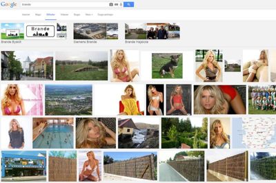 Den letpåklædte model Brande Roderick fra Californien fylder godt på skærmbilledet, når man googler »Brande« under søgemaskinens billeddel.