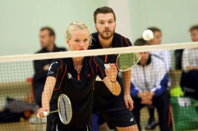 18-årige Malene Kæseler satte en ny streg under sit potentiale med en god præstation ved DM i Aarhus. I mixeddouble kom hun og Andreas Søndergaard i kvartfinalen. ? Foto: Flemming Hansen