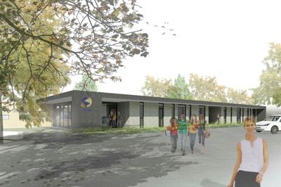 Den nye tilbygning på ISI skal rumme undervisningslokaler til blandt andet fysik og kemi og fællesarealer til skolens 250 elever. ?illustration: arkitec