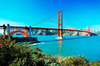 Både kør selv-ferie og planlagte rundrejser til det vestlige USA - som her Golden Gate Bridge i San Francisco - står højt på mange danskeres ferie-ønskeliste. Interessen for både at køre tværs over landet og opleve østkysten vinder dog også kraftigt frem. ?Foto: Bravo Tours