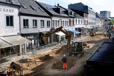 Gågaden i Herning er i gang med at blive renoveret, og en del af det nye udtryk bliver en kunstinstallation ved Skolegade. ?Foto: Henrik Ole Jensen