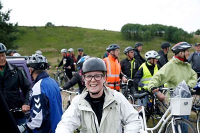 Det nye medlem af Ikast-Brande redaktionen i fuldt udstyr til Tour de Ikast-Brande. ?Foto: Flemming Hansen