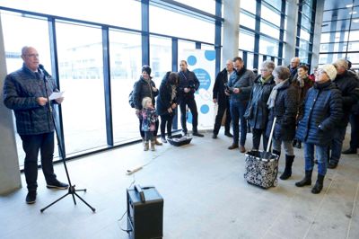 Finn Stengel Petersen (S), formand for Herning Kommunes Teknik- og Miljøudvalg, stod for den officielle indvielse af Herning Station. ?Foto: Henrik Ole Jensen