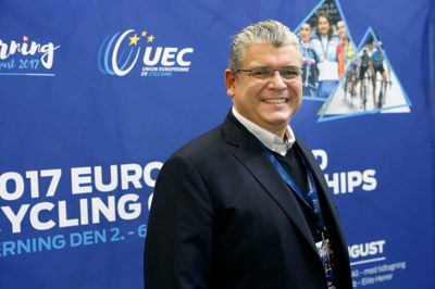 Enrico della Casa, generalsekretær i den europæiske cykelunion, kunne med stolthed konstatere, at sommerens EM i Herning promoveres på Ferie for Alle-messen. ?Foto: Henrik Ole Jensen