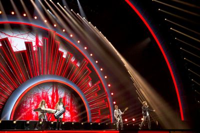 Oscar var nummer 5 på scenen med sangen Danmark. Foto: DR