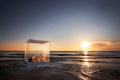 Kvinden i buret -som værket kunne hedde - er fotograferet ved Løkken. ?foto: mingo photo