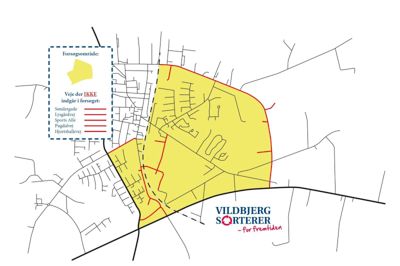 En del af Vildbjerg var udvalgt som forsøgsområde, fordi det repræsenterede befolkningssammensætningen i hele Herning Kommune. Det nye sorteringssystem skulle blandt andet gøre det nemmere for borgerne at håndtere affaldet, men teknikken mangler stadig en smule. ?Illustration: Herning Kommune