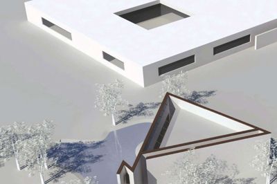 En trekantet bygning ved det nye supersygehus skal give plads til Svend Wiig Hansens »Pietas«. ? illustration: friis & Moltke Architects