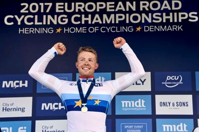 Den nykårede U23-europamester, Casper Pedersen, der i sidste uge vandt EM-guld i Herning, stiller til start ved fredagens lokale gadeløb.? Foto: Claus Bonnerup/Ritzau Foto
