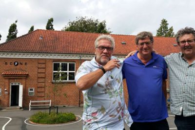 Niels-Jørgen Simonsen, Jens »Spir« Meyer og Ole Vels inviterer til flipperfest lørdag aften. ?foto: henrik øster-jørgensen