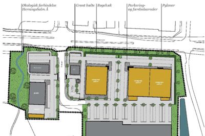 Herning Kommunes nye, store plan for flere butiksområder omfatter blandt andet området omkring Bauhaus. Her vil kommunen gerne have en eller to store butikker på det, der i dag er den nordligste del af Bauhaus' parkerings-plads, men bygge-markedet frygter at miste for meget synlighed. ? Foto: Herning Kommune