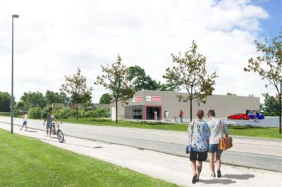Sådan kan Troldhede Butikshus komme til at se ud. ? TEGNING: Arkitec
