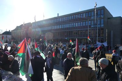 Arrangørerne bag demonstrationen er gruppen Palæstina Midt/Vestjylland. I spidsen står Per Møller Jacobsen, der er lokalpolitiker og kandidat til regionsrådet for Folkelisten for Fred og Velfærd.