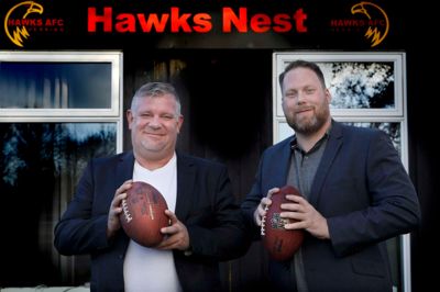 Brian Brund (t.v.) og Bjarke Nørtoft er to af de ambitiøse frivillige i Hawks AFC Herning, der vil have klubben tilbage i landets bedste række, Nationalligaen. ?Foto: Henrik Ole Jensen