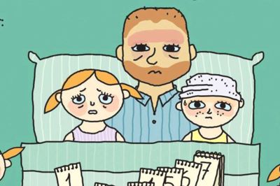 Influenza er en virusinfektion og kan derfor ikke behandles med antibiotika. I stedet skal man gå i seng, få godt med væske og blive hjemme i den uges tid eller længere, som en typisk gang influenza varer. ?Foto: Tegning fra Region Midtjylland