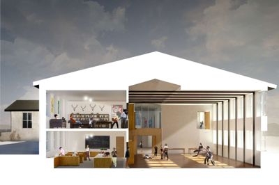 Nr. Vium Sports- og Kulturcenterr. Illustration: Erik Brandt
Dam Arkitekter