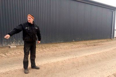 Her gik ulven kun 10 meter væk, selv om en af Knud Christensens medarbejdere var ved at spule med en højtryksrenser. ?Foto: Ole Skydt