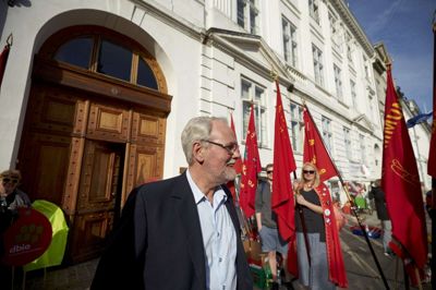 Dennis Kristensen, forbundsformand i FOA. Overenskomsforhandlinger i Forligsinstitutionen om en overenskomst på det offentlige område fortsatte søndag, men er igen sat på pause. Foto: Scanpix/Jens Astrup