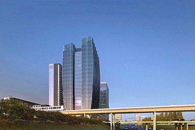 Der er masser af plads at bygge på i Ørestad. Her højhusene Copenhagen Towers.