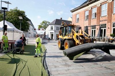Oprydningen efter VM-festen i Herning er i gang. ?Foto: Flemming Hansen