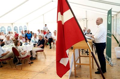 Partiformand og justitsminister Søren Pape Poulsen fremstillede endnu engang sig selv, som værende den stærke mand, når det gælder sanktioner over for bandemedlemmer.? Foto: Flemming Hansen