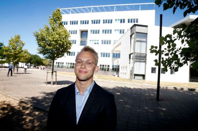 Frederik Steen Jensen var også udvalgt til at være elevtaler ved dimissionen. Her kom han ind på opture, nedture og de udfordringer, han har haft i de seneste fem år. Foto: Flemming Hansen