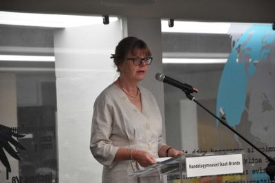 Rektor Marie Lund på talerstolen. ?Foto: Steen hebsgaard