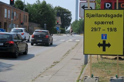Sjællandsgade bliver snart spærret for sydgående trafik i tre uger, fordi slagteriet skal have ny fjernvarmeledning ? foto: jesper wind