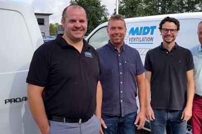 Midt Ventilation har købt Vendelbo Ventilation. Ejerkredsen består nu af Preben Johannesson (t.v.), Kenneth Vendelbo, Stephan Olesen og Knud Henning Olesen. ?Foto: Pr-foto