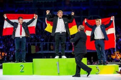 Kenneth Meldgaard Ebbesen vandt bronze blandt de 15 deltagere i murerkonkurrencen ved EuroSkills. ?Pr-foto